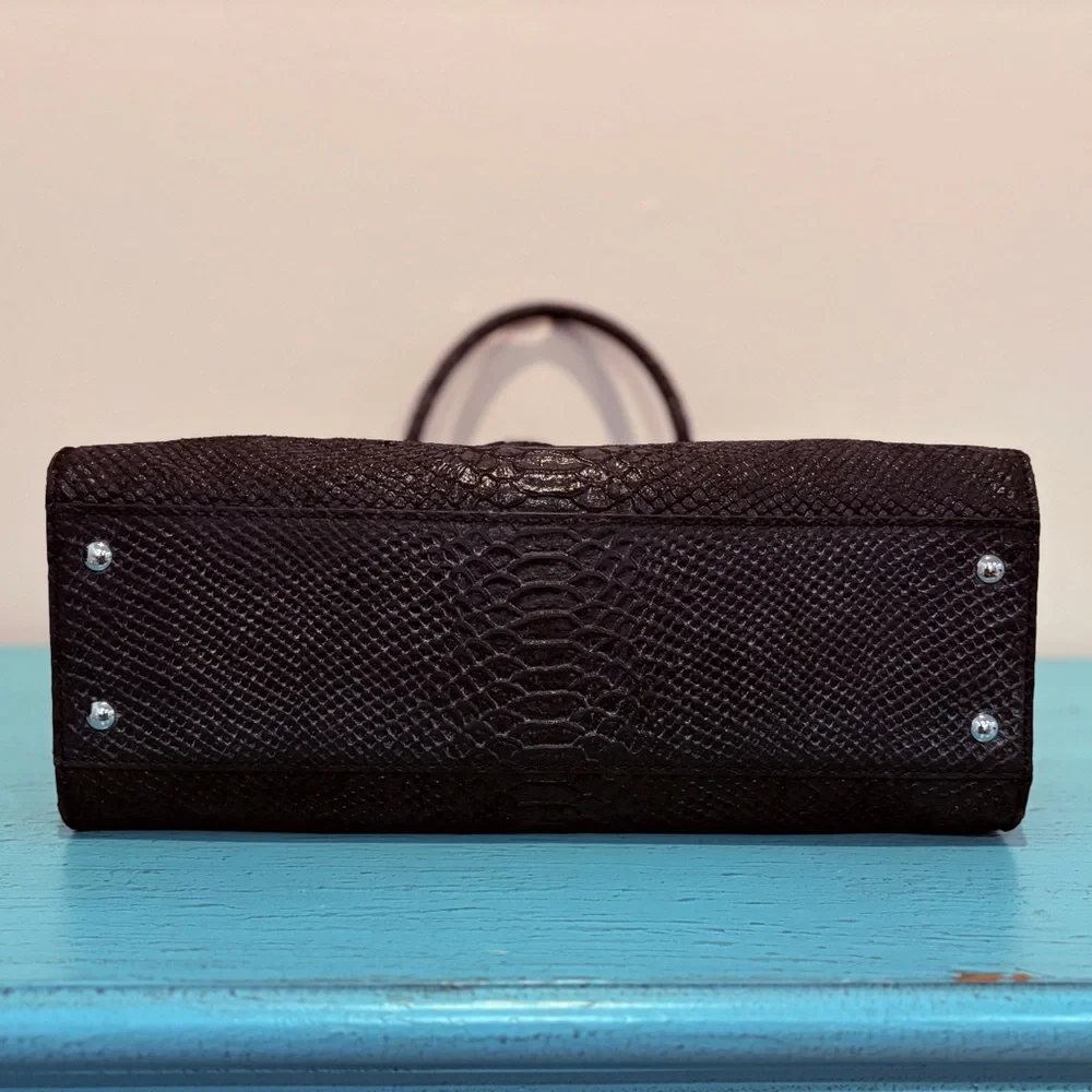 Michael Kors Black Python Leather Hamilton Purse - Picture 7 of 11
